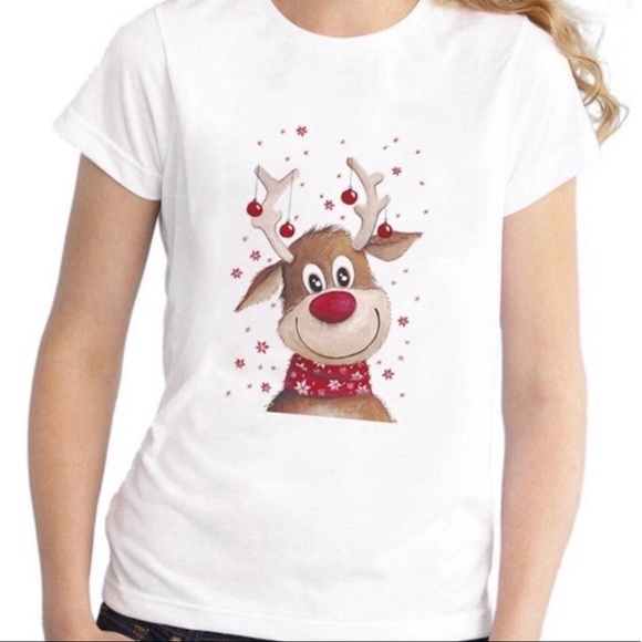 Tops - Christmas Deer Graphic T-shirt